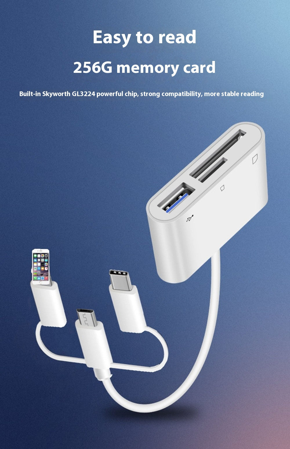 Mobile Phone SD Card Reader Camera Memory Card Conversion All-in-one For iPhone and Android