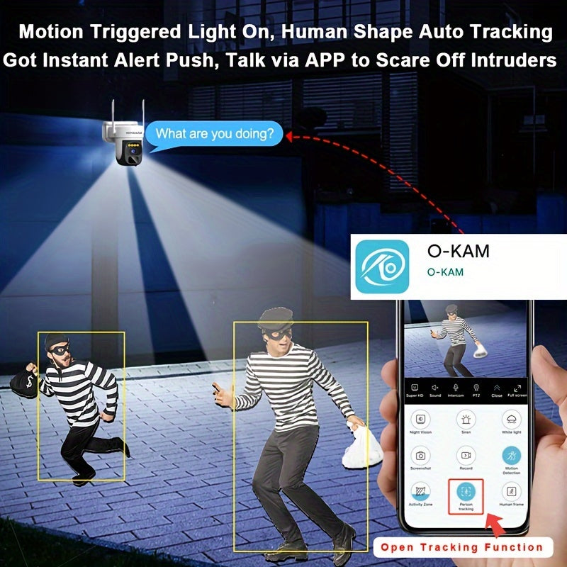 NNETM Wireless Outdoor PTZ Solar Security Camera 360°