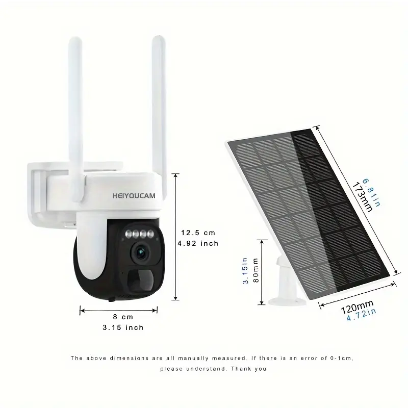 NNETM Wireless Outdoor PTZ Solar Security Camera 360°